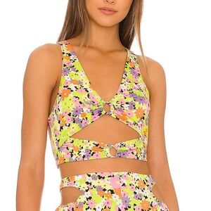 Revolve AFRM Darya Crop Top Spring Lime Ditsy